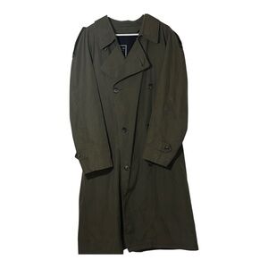 Men's Christian Dior Monsieur Wool Blend Olive Trench Coat Size 42 R vintage